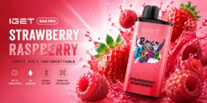 Professional laboratory setup showing Anna Mitchell conducting strawberry raspberry iget bar pro dual berry flavor analysis using GC-MS across complete 10000 puff testing cycle
