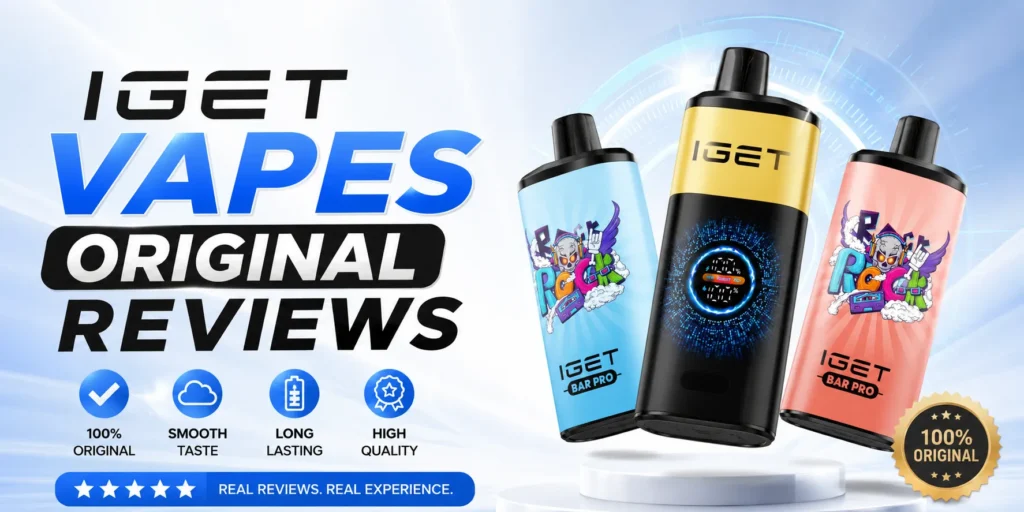 iget vapes online cheap verified stock showing genuine IGET One Bar Pro tested by Anna Chen certified product safety tester